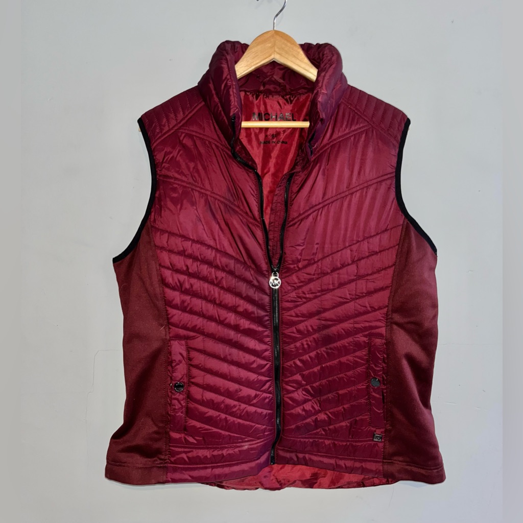 Michael Kors Burgundy Puffer Vest Sz Xl